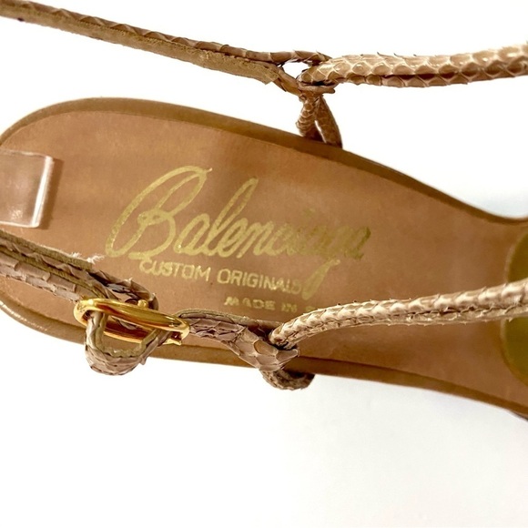 BALENCIAGA Custom Originals Tan Ankle Strap Open-toe Heels Sandals Size 8 AA - Picture 6 of 15